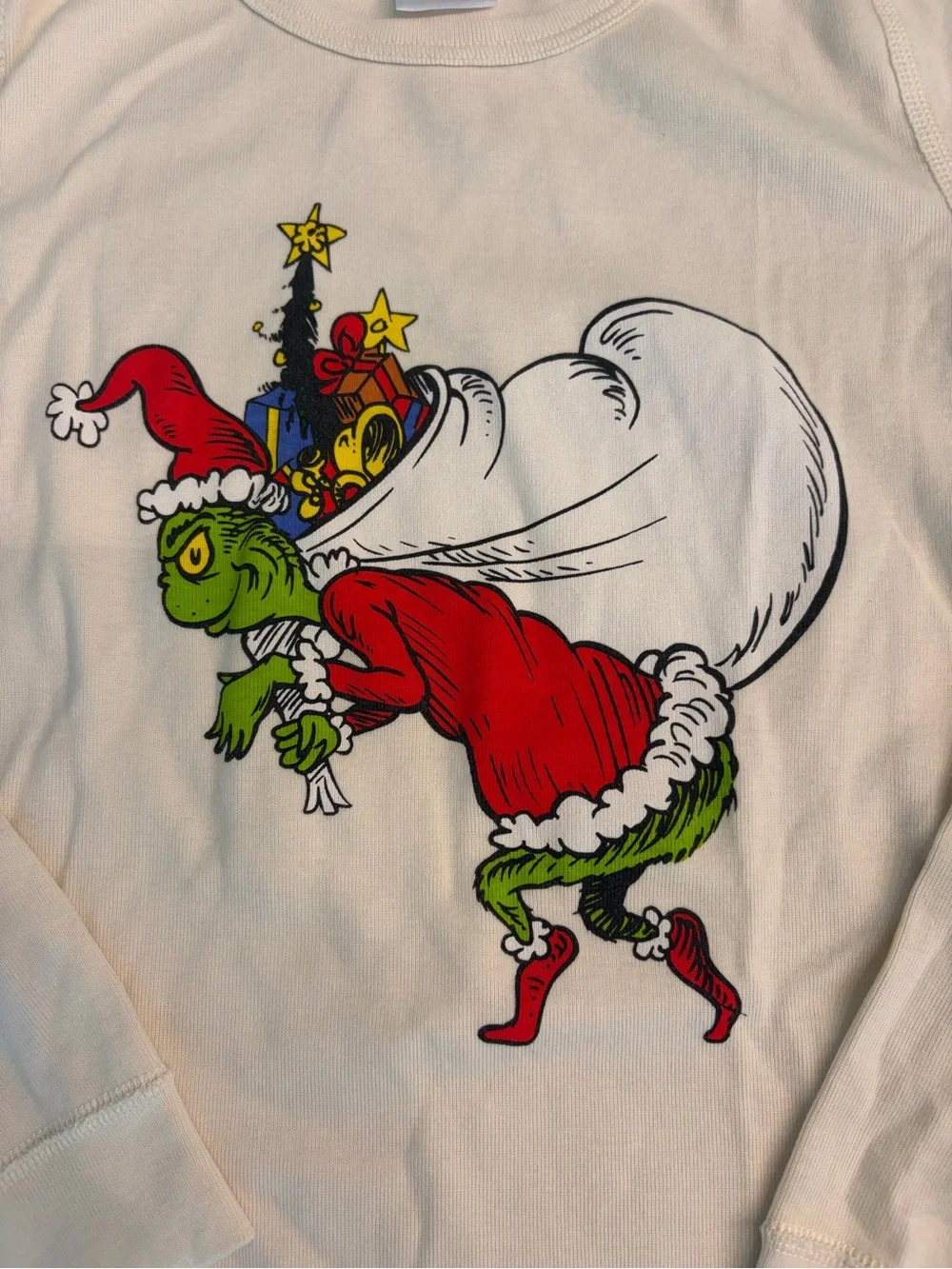 Hannah Anderson Kids Cream Grinch Christmas Pajama Set - Long Sleeve Top & Pants